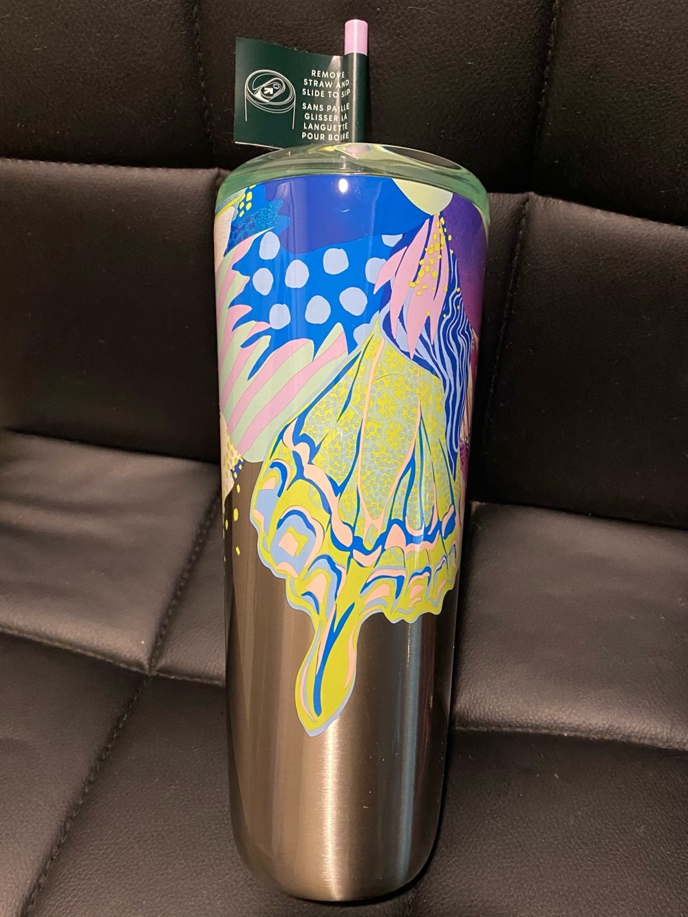 Starbucks 2024 Stainless Steel Canna Lily Butterfly Tumbler w/ Slide Lock BNWT